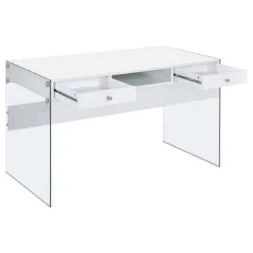 Elegant Coaster Dobrev Writing Desk in Glossy White