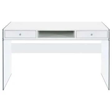 Elegant Coaster Dobrev Writing Desk in Glossy White