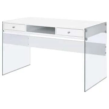 Elegant Coaster Dobrev Writing Desk in Glossy White