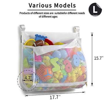 TENRAI Clever Zippered Mesh Bath Toy Organizer, Extra Large Capacity Bathroom Toy Holder