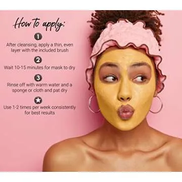 Bella Jade Turmeric Vitamin C Clay Face Mask & Brush for Acne, Hyperpigmentation, Dark Spots and Anti Aging - with Tumeric, Kaolin Clay, Organic Aloe Vera and Manuka Honey