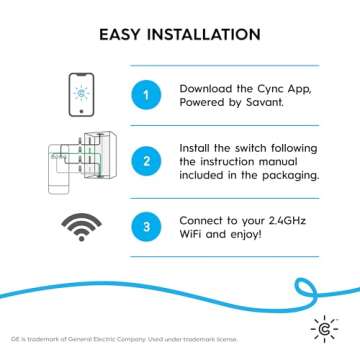 Cync GE Smart Ceiling Fan Control, Neutral Wire Required, Bluetooth and 2.5 GHz Wi-Fi 4-Wire Smart Switch, Works with Amazon Alexa and Google Home, White