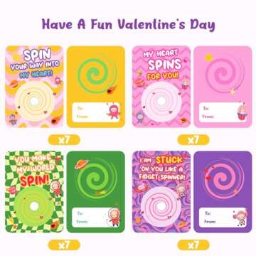 Feltom 28 PCS Chain Press Vent Spaceman - Valentines Cards for Kids Wacky Track Finger Fidget Sensory Stress Relief Toy - Valentine Exchange Prizes for Girls Boys School