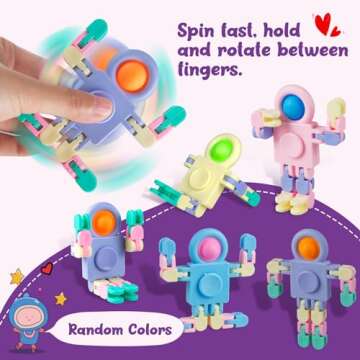 Feltom 28 PCS Chain Press Vent Spaceman - Valentines Cards for Kids Wacky Track Finger Fidget Sensory Stress Relief Toy - Valentine Exchange Prizes for Girls Boys School