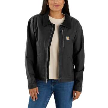Carhartt Women's Rugged Flex Loose Fit Canvas Detroit Jacket, Black, Small