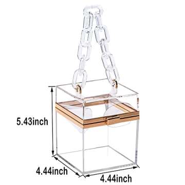 WEDDINGHELPER Transparent Clear Acrylic Square jelly Evening Bag for Women,Fashion Lovely Shoulder Bag for Dinner Party Travel (Clear)
