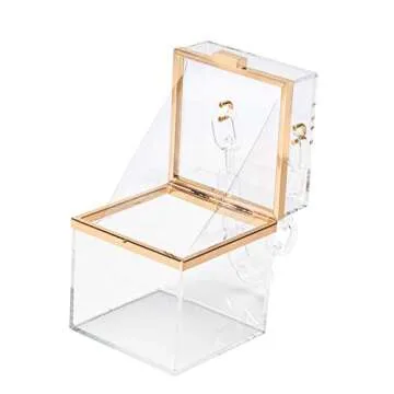 WEDDINGHELPER Transparent Clear Acrylic Square jelly Evening Bag for Women,Fashion Lovely Shoulder Bag for Dinner Party Travel (Clear)