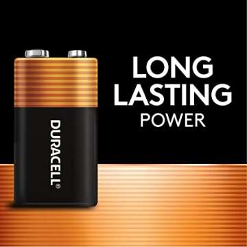 Duracell Coppertop 9V Battery, 4 Count Pack, 9-Volt Battery with Long-lasting Power, All-Purpose Alk...