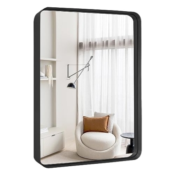Little Kuku Black Bathroom Mirror with Metal Frame 24x32