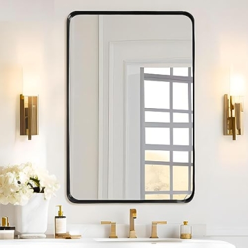 Little Kuku Black Bathroom Mirror with Metal Frame 24x32