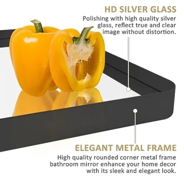 Little Kuku Black Bathroom Mirror with Metal Frame 24x32