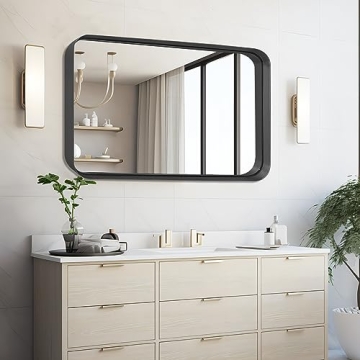 Little Kuku Black Bathroom Mirror with Metal Frame 24x32