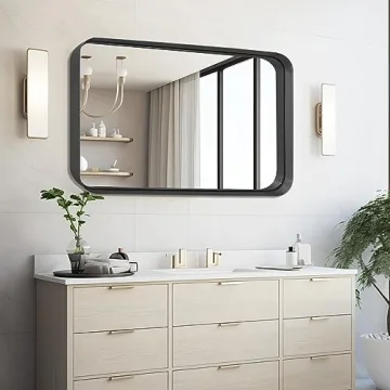 Little Kuku Black Bathroom Mirror with Metal Frame 24x32