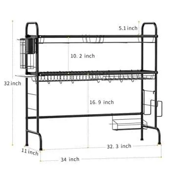 iSPECLE Over The Sink Dish Drying Rack - Large Stainless Steel