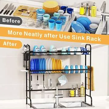iSPECLE Over The Sink Dish Drying Rack - Large Stainless Steel