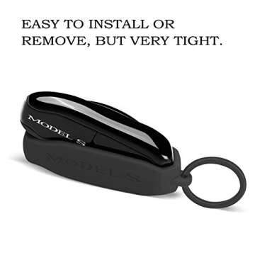 OLAIKE Key Fob Cover for Tesla Model S, Silicone Car Keychain Key Cover Protector Case Holder with Key Chain for Tesla Model S Accessories (Black, Model S)