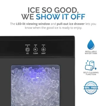Nugget Ice Maker - 44lbs Daily, Self-Cleaning, Black