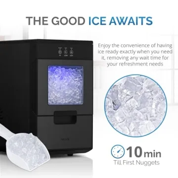 Nugget Ice Maker - 44lbs Daily, Self-Cleaning, Black
