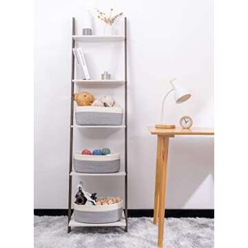 Kriitools Baskets for Shelf Storage Cute Basket to Store and Organize Household Items/Woven Rope Basket for Living Room, Bedroom,Playroom/Durable Small Oval-13x8.66x5.11’’,3 Packs Off White&Gray