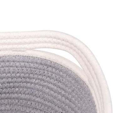 Kriitools Baskets for Shelf Storage Cute Basket to Store and Organize Household Items/Woven Rope Basket for Living Room, Bedroom,Playroom/Durable Small Oval-13x8.66x5.11’’,3 Packs Off White&Gray