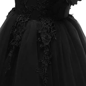 Weileenice Black Flower Girl Lace Dress 2 3 Toddler Photo Shoot Birthday Party Pageant Princess Funeral Church Ball Gown Christmas Formal Prom Tutu Dresses Halloween Holiday for Little Girls Ceremony