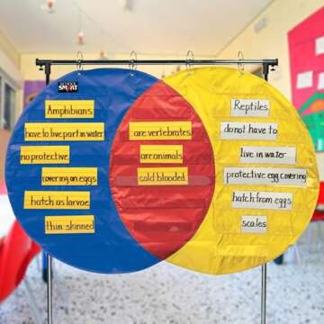 School Smart Venn Diagram Pocket Chart - 3 Circles, 23 Pockets, 35-1/2 x 54 Inches