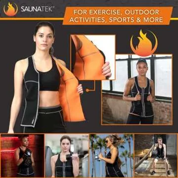 SaunaTek Women's Sauna Sweat Suit Vest for Exercise and Heat Training, Neoprene Tank Top Waist Trainer Vest for Abdomen and Back, Medium
