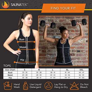 SaunaTek Women's Sauna Sweat Suit Vest for Exercise and Heat Training, Neoprene Tank Top Waist Trainer Vest for Abdomen and Back, Medium