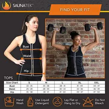 SaunaTek Women's Sauna Sweat Suit Vest for Exercise and Heat Training, Neoprene Tank Top Waist Trainer Vest for Abdomen and Back, Medium