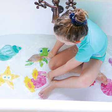 Glo Pals Grips Textured Non-Slip Bathtub Stickers, 8 Extra Large Fun Kids Anti Slip Bath Decals (Guppy)