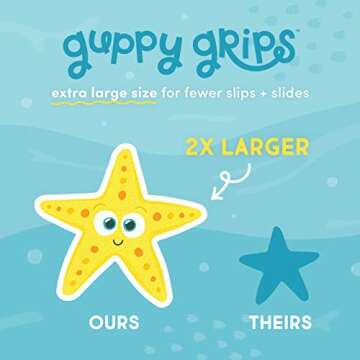 Glo Pals Grips Textured Non-Slip Bathtub Stickers, 8 Extra Large Fun Kids Anti Slip Bath Decals (Guppy)