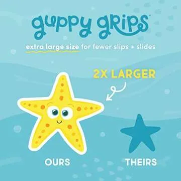 Glo Pals Grips Textured Non-Slip Bathtub Stickers, 8 Extra Large Fun Kids Anti Slip Bath Decals (Guppy)