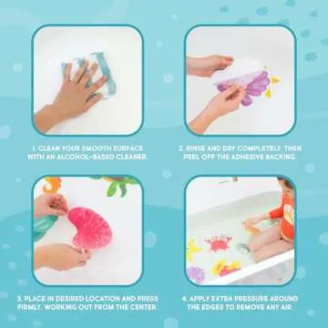 Glo Pals Grips Textured Non-Slip Bathtub Stickers, 8 Extra Large Fun Kids Anti Slip Bath Decals (Guppy)