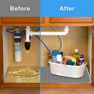 Under Sink Mat, 34"*22"*0.67", Waterproof, Cabinet Protector Silicone Mats for Kitchen & Bathroom, Holds up to 2 Gallon Liquiq(Dark Gray) (Thin860g)