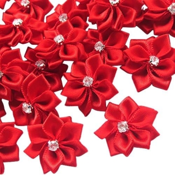 Chenkou Craft Red 40pcs 28mm Ribbon Flower Appliques