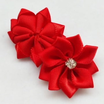 Chenkou Craft Red 40pcs 28mm Ribbon Flower Appliques