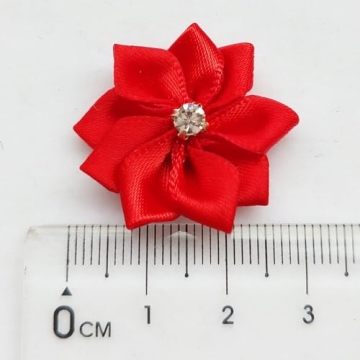 Chenkou Craft Red 40pcs 28mm Ribbon Flower Appliques