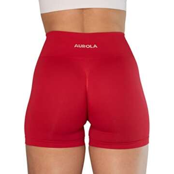 AUROLA Dream Collection Women Workout Shorts High Waist Gym Shorts, Scrunch Butt Seamless Athletic Shorts,Chinese Red,XS