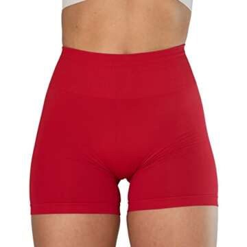 AUROLA Dream Collection Women Workout Shorts High Waist Gym Shorts, Scrunch Butt Seamless Athletic Shorts,Chinese Red,XS