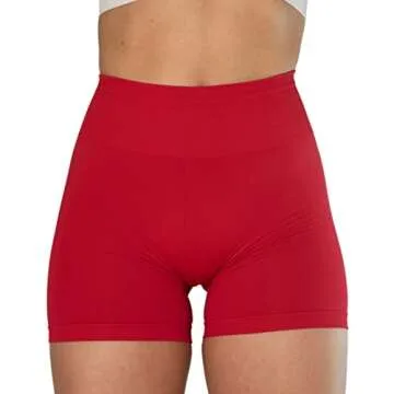 AUROLA Dream Collection Women Workout Shorts High Waist Gym Shorts, Scrunch Butt Seamless Athletic Shorts,Chinese Red,XS