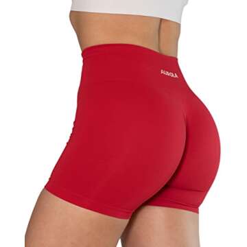 AUROLA Dream Collection Women Workout Shorts High Waist Gym Shorts, Scrunch Butt Seamless Athletic Shorts,Chinese Red,XS