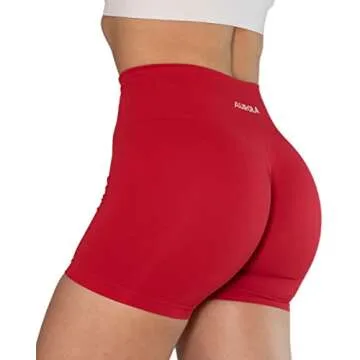 AUROLA Dream Collection Women Workout Shorts High Waist Gym Shorts, Scrunch Butt Seamless Athletic Shorts,Chinese Red,XS