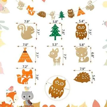 Woodlands Baby Shower Decorations Woodland Boy Banners, 1 Welcome Little Baby Banner, 2 Creatures Banners Deer Forest Animal Friends Garland Birthday Party Decor