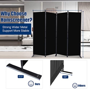 Durable 6FT Portable Room Divider Privacy Screen Office Home