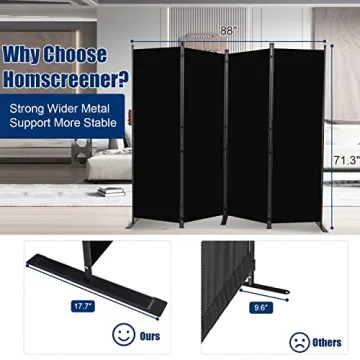 Durable 6FT Portable Room Divider Privacy Screen Office Home