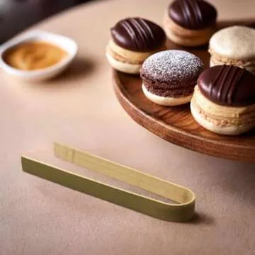 BambooMN 3.9" Mini Bamboo Disposable Tongs - Toast Tongs - 20 Pieces