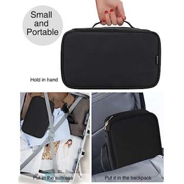 Makeup Brush Bag, Makeup Brush Organizer Cosmetic Bags Makeup Artist Case with Belt Strap Holder Multi functional Cosmetic Bag Makeup Handbag for Travel & Home Gift (Black)