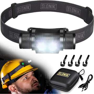 SLONIK Rechargeable Headlamp - 1000 Lumen Durable Lighting