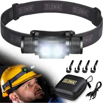 SLONIK Rechargeable Headlamp - 1000 Lumen Durable Lighting