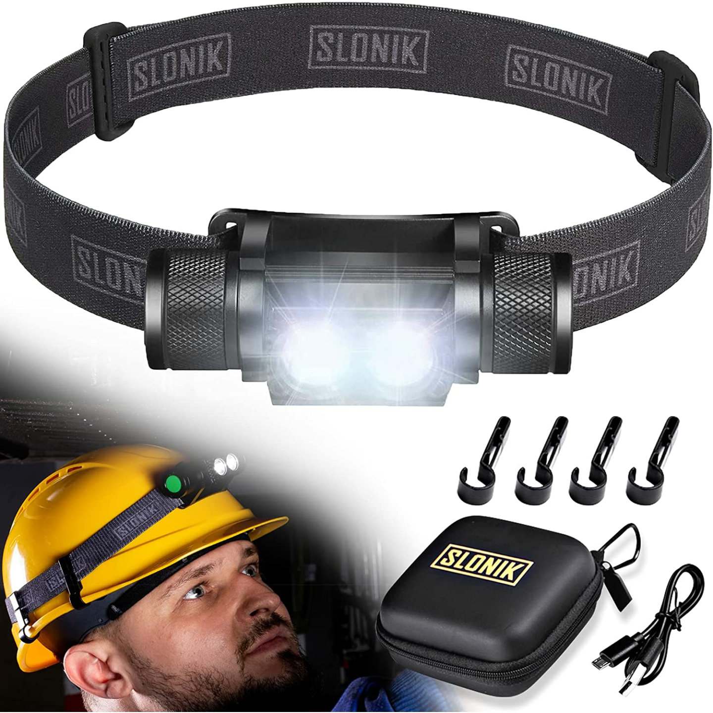 SLONIK Rechargeable Headlamp - 1000 Lumen Durable Lighting